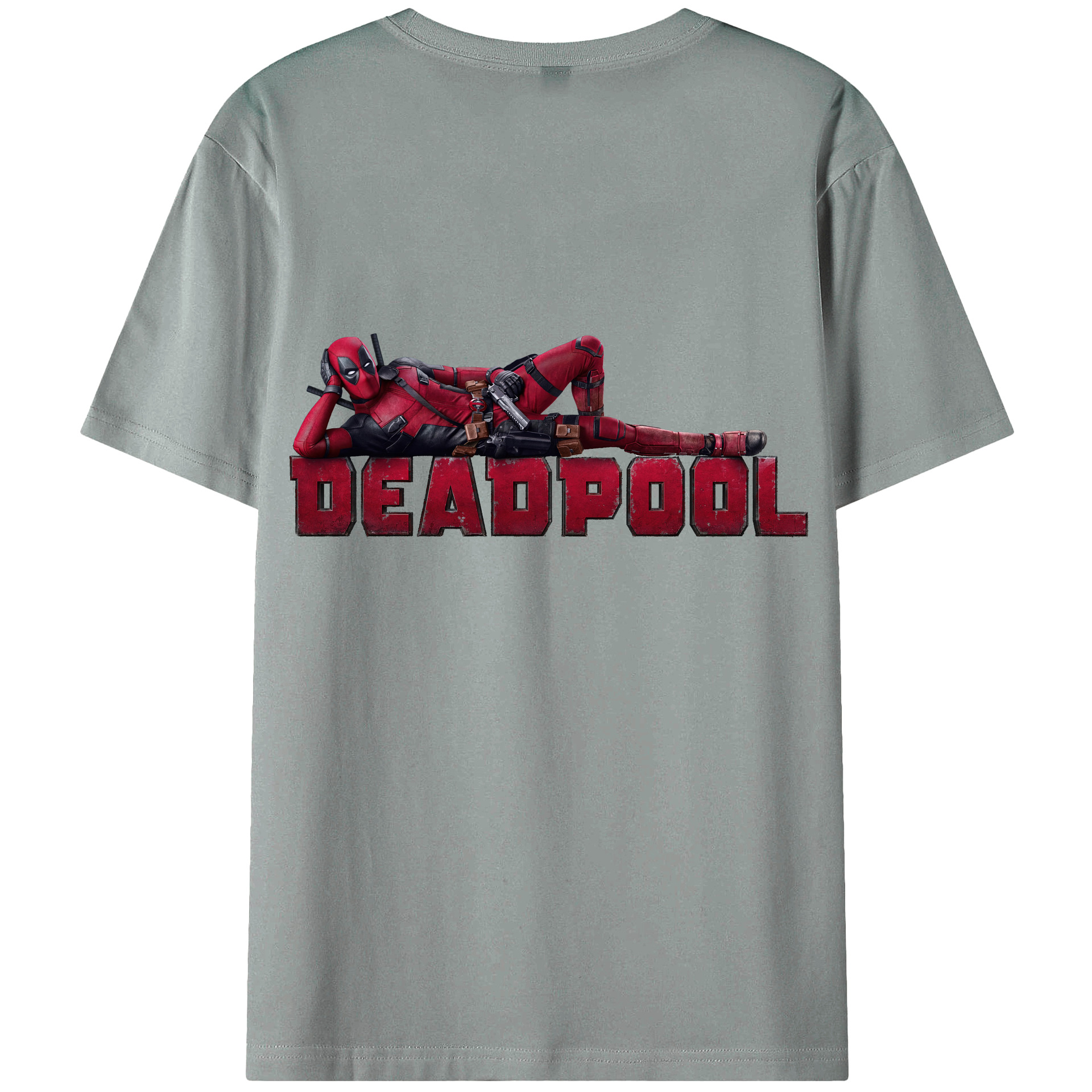 （画像用） Deadpool デッドプール 綿100％ メンズ半袖Tシャツ（バックプリント） 通気性